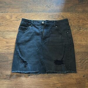 Black denim distressed shirt